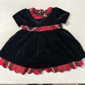 Hanna Andersson Tartan Plaid Scalloped Velvet Christmas Dress